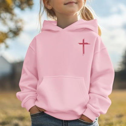 Girls Christian Hoodies Kids Jesus Faith Sweatshirts Cute Religious Graphic Sweater Inspirational God Bible Verse Top - color: Pink, size: 5-6 Years