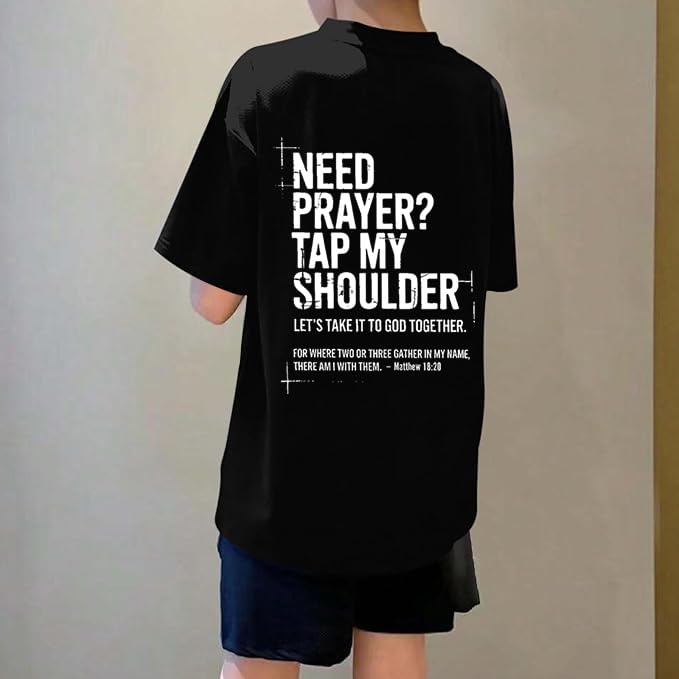 Christian Shirts for Boys Jesus Cross Casual Tops - color: Black-1, size: 10-11 Years