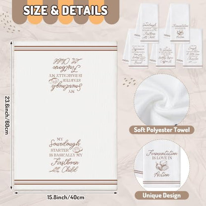 5 Pack Funny Sourdough Tea Bread Kitchen Dish Towels, Absorbent Hand Towels - color: Brown Baking
