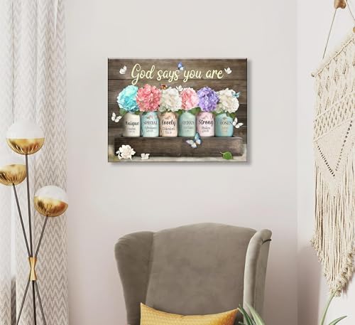 Framed God Says You Are Canvas Wall Art - color: Colorful Single Panel Wall Art, size: 12x16 Framed