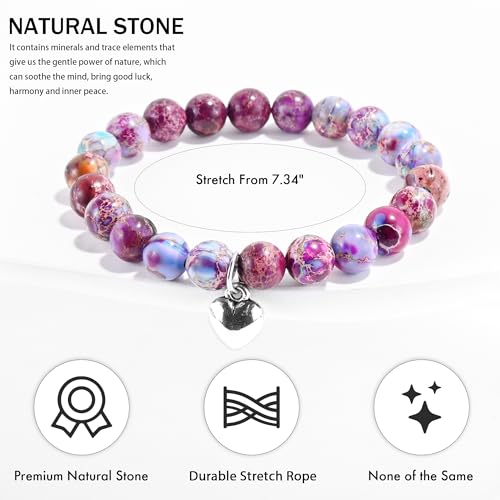 VIBILIA Cross Beaded Bracelets for Women, Birthday Gifts - color: D 2. Heart - Purple Imperial