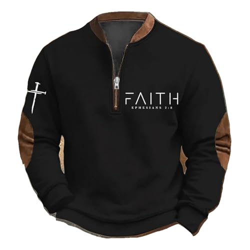 Men's Faith Print Casual T-Shirt Faith Ephesians 2 8 Pullover - color: Black, size: 3X-Large