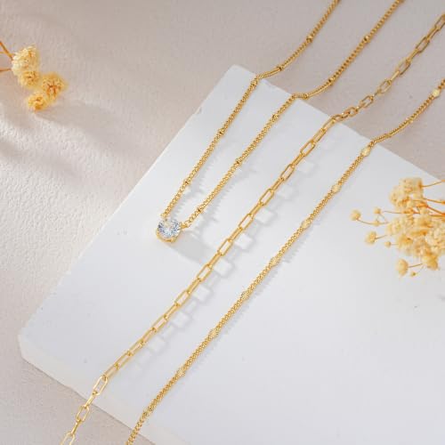 3PCS Gold Silver Layered Necklaces for Women Trendy - color: Gold&Round
