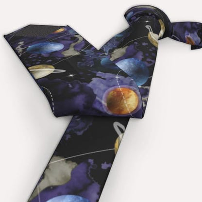 Men's Neckties, Novelty Printed Skinny Tie for Work Casual Party - color: Planet