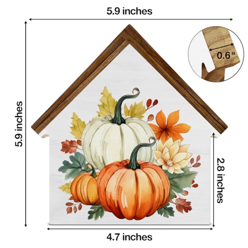 Pumpkin Decor Fall Pumpkins House Shaped Wood Block Sign - color: Pumpkins