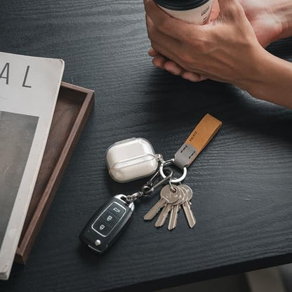 VULKIT Genuine Leather Keychain for Men & Women Everyday Carry Accessories - color: Wheat/Grey