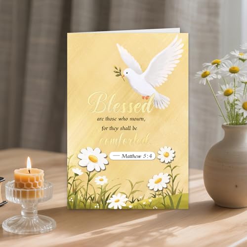 Religious Sympathy Card for Loss of Loved (White Dove & Daisy) - color: 1-Pigeon