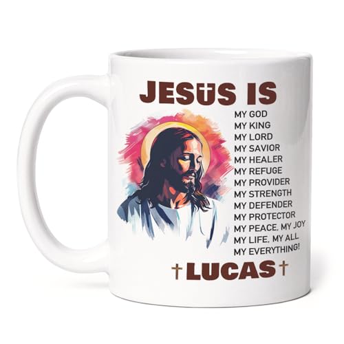 Portrait Of Jesus Ceramic Cup, Customized Religious Coffee Mug With Name, Personalized Christian Faith Mug Gift For Jesus Lover, Custom Religious Present, Unique White Mug 11oz 15oz - color: XUA-624-2309-Portrait Of Jesus