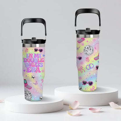 30oz In My Double Digits Era Tumbler with Handle,10-Year-Old Birthday Gift - color: Digits Era1