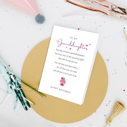 Nchigedy Happy Birthday Cards for Granddaughter, Granddaughter Poem Birthday Card, Granddaughters Bday Card from Grandma Grandpa - color: #18