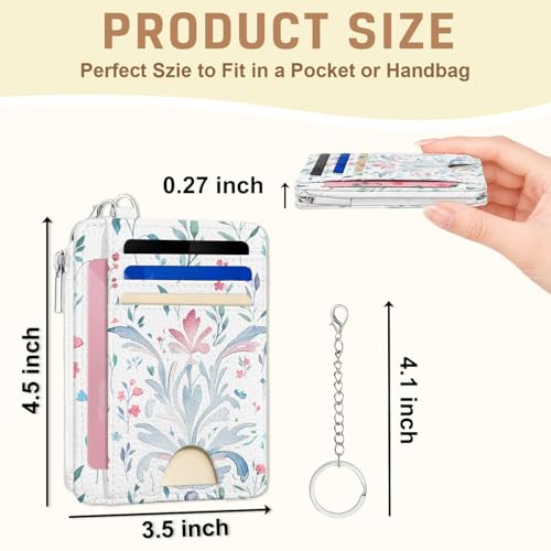 Floral Credit Card Holder Wallet, Slim RFID Blocking Card Case - color: Bloom