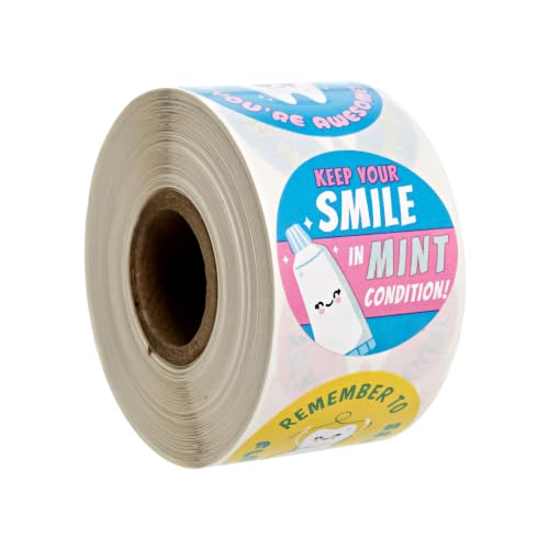 Dental 500 Reward Stickers / 1.5" Orthodontist 8 Tooth Designs Label Roll - color: Dental