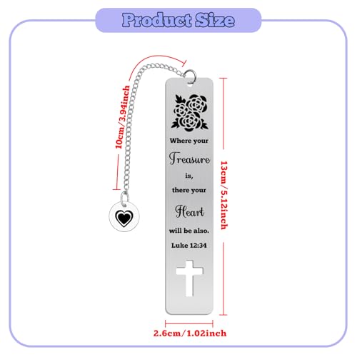Christian Baptism Gifts for Teen Girls Bible Verse Bookmarks Religious Stainless Steel Bookmark Inspirational Scripture Gift for Women Men Book Lovers First Communion Gifts for Girls Graduation Gift - color: Heart Religious Metal Bookmark 05