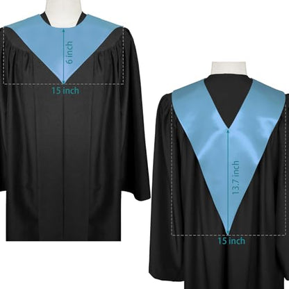 Premium Choir V Stole - Solid Color - Satin - Unisex - color: Light Blue