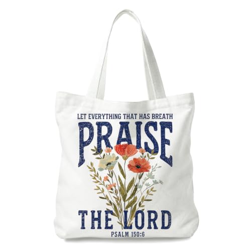 Christian Canvas Tote Bag, Bible Verse Reusable Shopping Bag - color: Bible-5