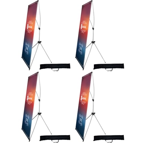 USCNC X Banner Stand Adjustable Fit Banner 23 x 63 to 32 x 78 Inch(STAND ONLY), Portable Travel Bag,Suitable for advertising, stores, exhibitions, restaurants, events, birthday parties, and other occasions (4 Pack) - size: 4 Pack