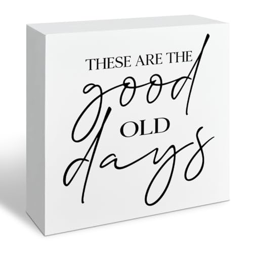 Farmhouse Wooden Sign, These Are The Good Old Days, Rustic Country Art, Entryway Accent, Positive Quote Sign, Home Desk Decor, Housewarming Gift, Box Signs Decor Tabletop, 5.1x5.1inches - color: Home 09