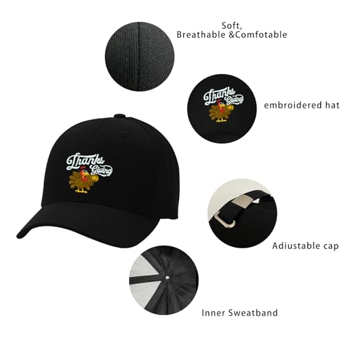 Embroidered Baseball Cap for Women Men Adjustable Baseball Hat Black Baseball Cap Trucker Hat - color: Thanksgiving