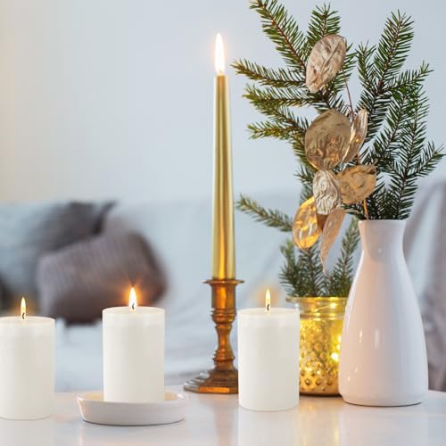 6 Pack Unscented Dripless Smokeless White Pillar Candles, 2.75x3.25 Inch Cylinder Wax Candles for Home Table Holiday Party Spa Decor Emergency - color: White