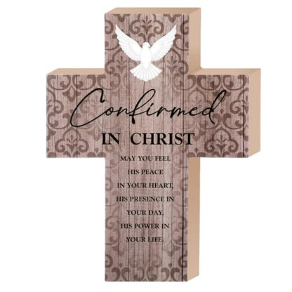 Confirmed in Christ Cross Ornament, Christian Wooden Cross for Baptism