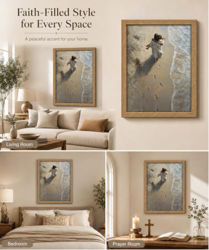 Framed-Jesus Holding Woman Canvas Wall Art,16x24in - color: Framed Jesus Woman, size: 24"L x 16"W