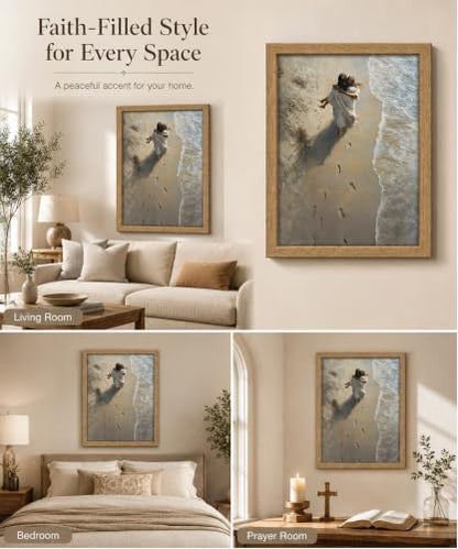 Framed-Jesus Holding Woman Canvas Wall Art,12x16in - color: Framed Jesus Woman, size: 16"L x 12"W