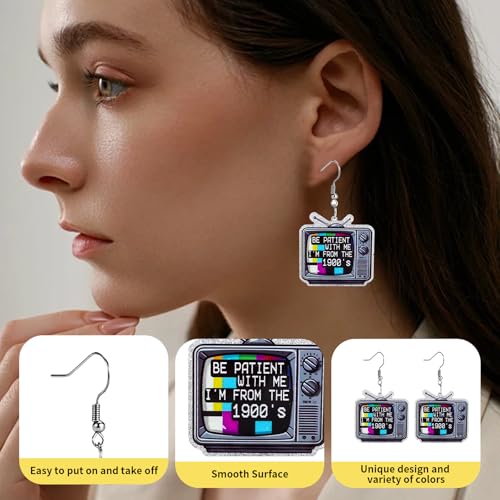 Christian Statement Earrings for Women, Acrylic Dangle Earrings, Lightweight Comfortable, Non Tarnish Hooks, Faith Jewelry, Religious Gift for Women - color: Be Patient With Me I'm From The 1900's