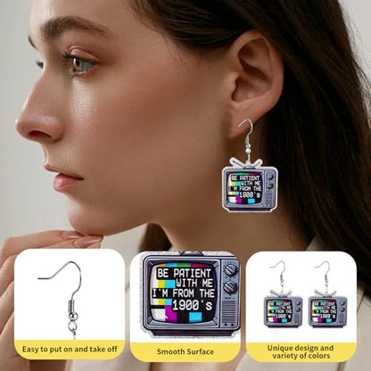 Christian Statement Earrings for Women, Acrylic Dangle Earrings, Lightweight Comfortable, Non Tarnish Hooks, Faith Jewelry, Religious Gift for Women - color: Be Patient With Me I'm From The 1900's
