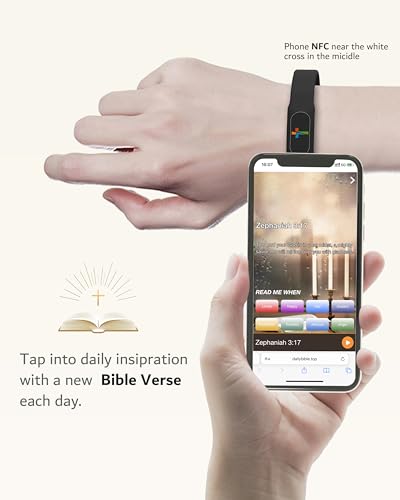 Bible Verse Bracelets – Silicone NFC-Enabled Faith Bracelet for Women & Men, 8 Colors Representing Emotions - color: Night-Black(All Glory to God)