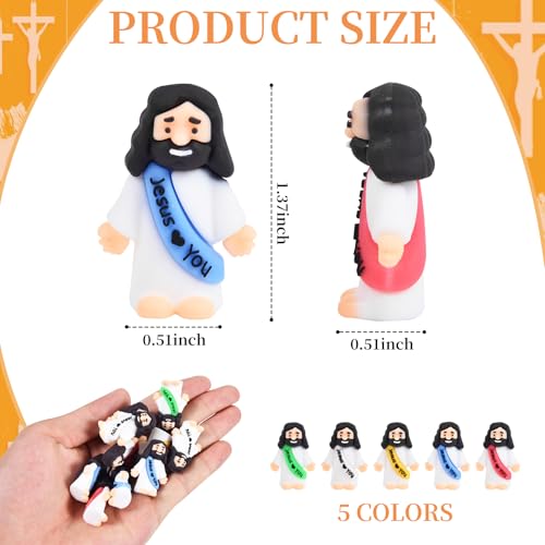 nedeqi 310 PCS Little Jesus Figures, Mini Jesus Figurines in Bulk, Tiny Pocket Rubber Jesus Love You Figure for Religious Party Favors, Baptism Gift, Easter Egg Stuffers (310)