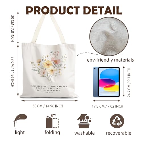 FBB Christian What's the Best that Could Happen Inspirational Tote Bag - color: Psalm 61:2 - Yellow