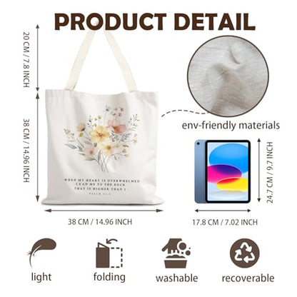 FBB Christian What's the Best that Could Happen Inspirational Tote Bag - color: Psalm 61:2 - Yellow