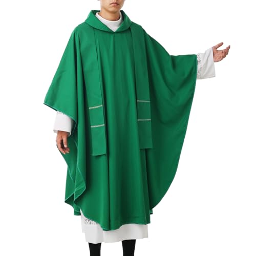 BLESSUME Hope/Spirit Church Priests Solid Chasuble Mass Vestments - color: Green-flat Collar