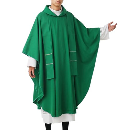 BLESSUME Hope/Spirit Church Priests Solid Chasuble Mass Vestments - color: Green-flat Collar