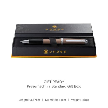 Cross Lume Mocha Polished Chrome Rollerball Pen, Medium Point, Black Ink - color: Brown