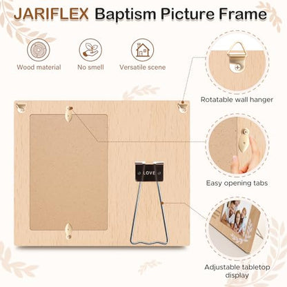 Baptism Picture Frame, Baptism Gifts for Boys Girls with Real Wood Cross - color: 3D-CROSS 4x6