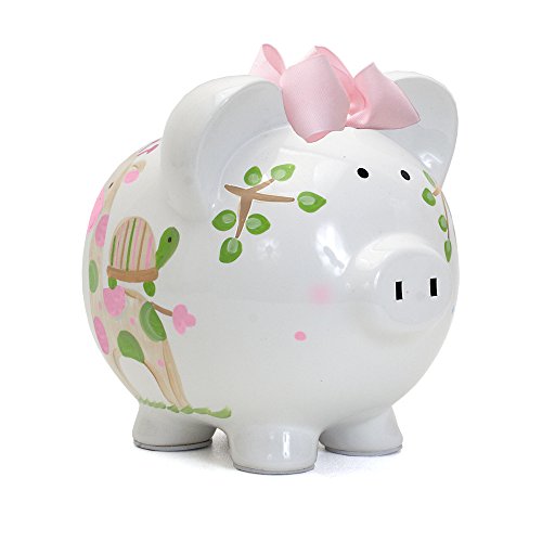 Child to Cherish Ceramic Piggy Bank for Girls, Pink Tropical Punch - color: Pink Tropical Punch