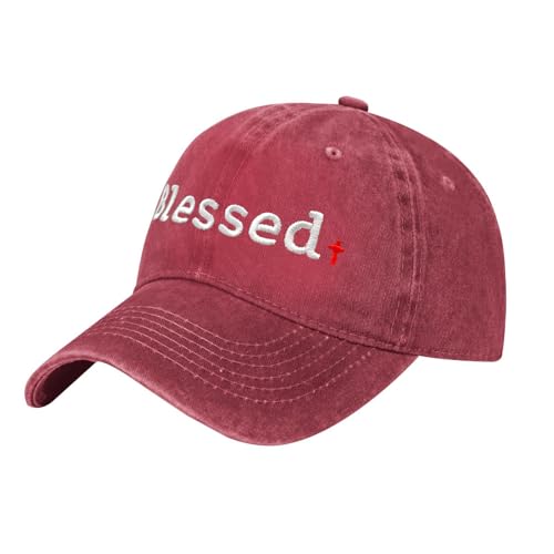 Embroidered Baseball Cap Christian Hat for Men Women - color: Red, style: Blessed