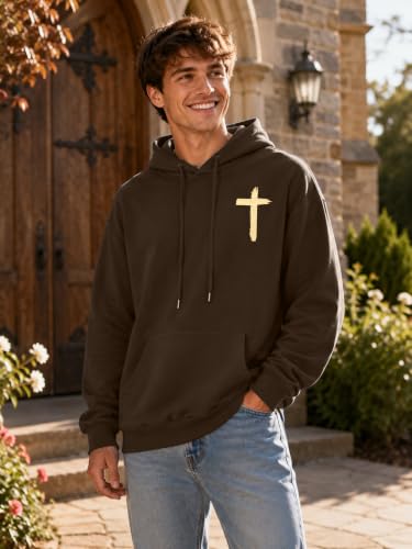 Christian Hoodie for Men Bible Verse Sweatshirt Faith Cross Hoodie - color: Brown01, size: X-Large