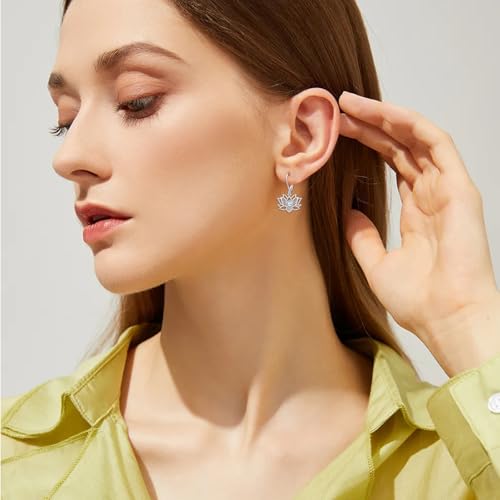 Mountain Mustard Seed Earrings for Women 925 Sterling Silver Lotus/Cross Dangle Drop Earring Christian Jewelry Outdoor Birthday Graduation Gifts - style: AA Lotus