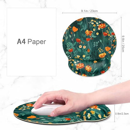 ITNRSIIET Ergonomic Mouse Pad with Wrist Support Wrist Rest Smooth Surface Non-Slip Rubber Base Comfortable Office Supplies Pain Relief, 9.8 x 9.1 inches, Beautiful Flowers - color: B03-Beautiful Flowers