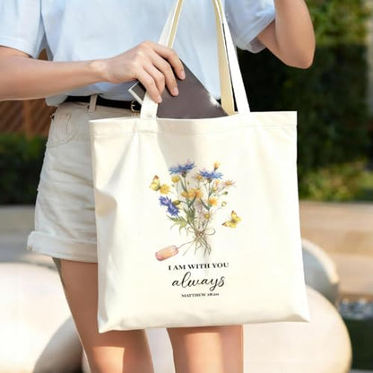 Christian Canvas Tote Bag for Women, Inspirational Faith Shoulder Bag - color: Bible 02