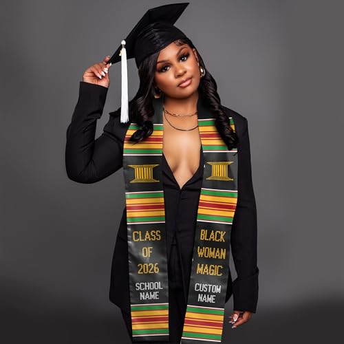 MDPrints Global Kente Graduation Sash 2026, Black Girl Magic Graduation Sash 2026, Class of 2026 Graduation Gift - color: Qh121 Q3