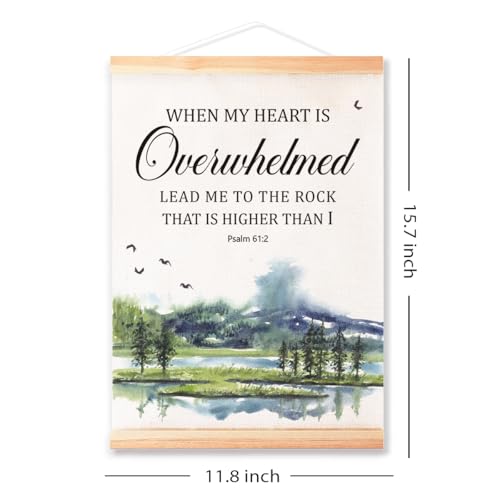 Ybqhd When My Heart Is Overwhelmed Poster Hanger, Bible Verse Wall Art - color: Psalm 61:2