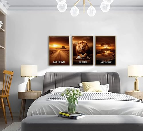 JWDXNOOK 3 Pcs Christian Faith Canvas Prints Wall Art 16x24 Inches Unframed - color: Yellowish brown, size: 16x24Unframed