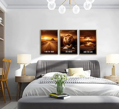 JWDXNOOK 3 Pcs Christian Faith Canvas Prints Wall Art 16x24 Inches Unframed - color: Yellowish brown, size: 16x24Unframed