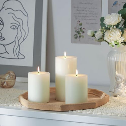 3x4 Inch White Pillar Candles Set of 3, Hand-Poured Unscented Pillar Candle - color: White, size: 3x4