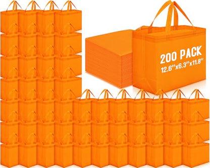 Windyun Reusable Grocery Bags Non Woven with Handles - color: Orange