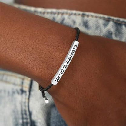 God is in Control Leather Bracelet, Stainless Steel Christian Faith Braided Engraved Bar Bracelets Self Worth Motivation Bracelet Inspirational Friendship Jewelry for Men Women - color: Don't Black&Silver