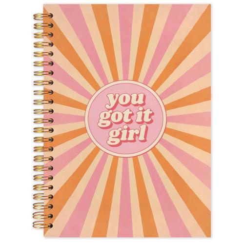 Inspirational Girl Spiral Journal Notebook 5.5x8.3in, Retro Boho Sunshine You Got It Girl Motivational Journal, Inspirational Gifts Notebooks for Women Note Taking, Hardcover Notebook - color: Boho-girl